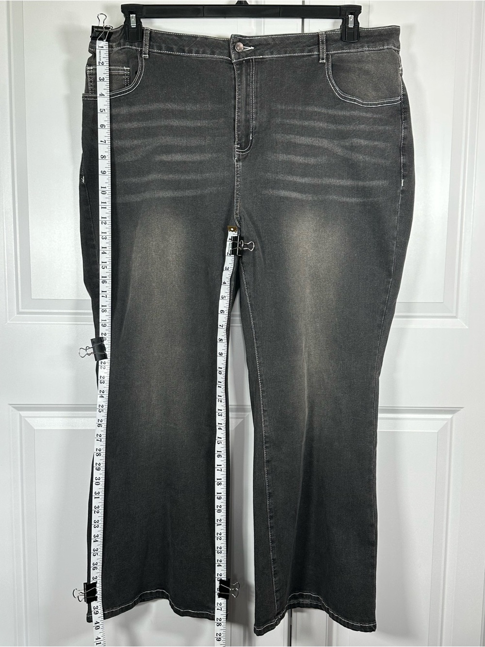 ROMWE Washed Jeans Size 4X Black Gray Embellished Cross Back Pockets - Picture 7 of 12